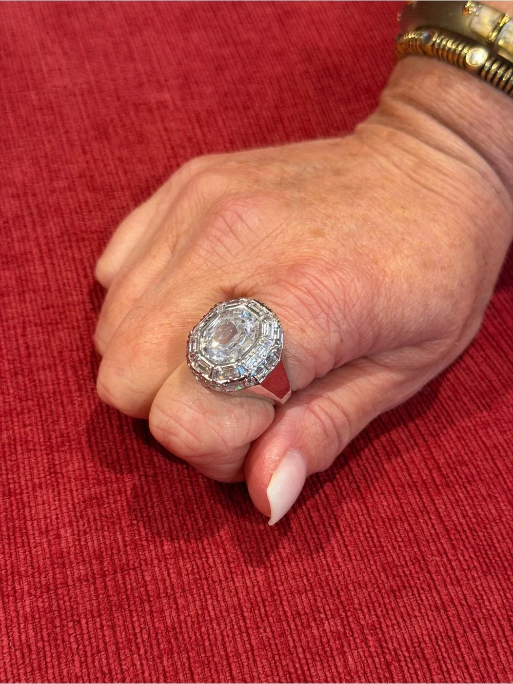 Sterling Silver Halo Cocktail Ring with Clear Center Stone